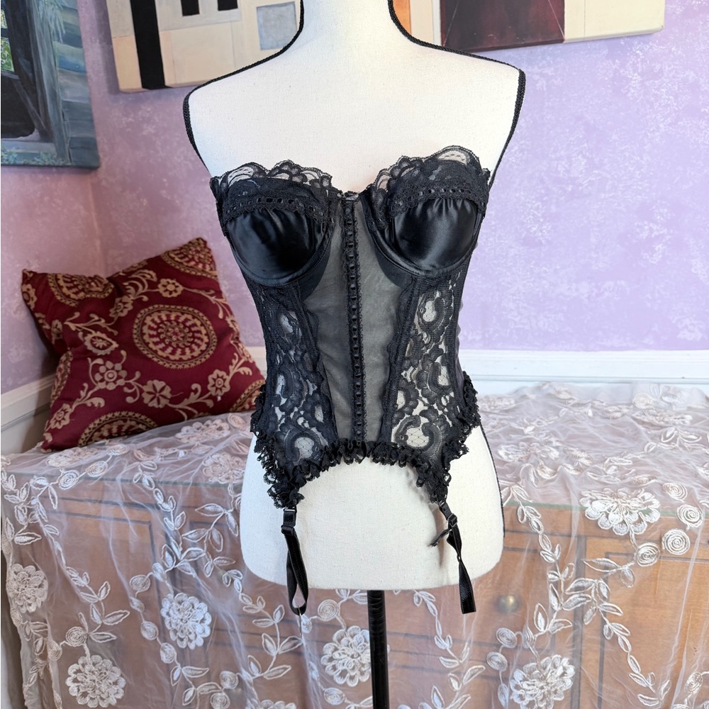 Frederick's of Hollywood 34C Black Lace Bustier - Picture 2 of 12